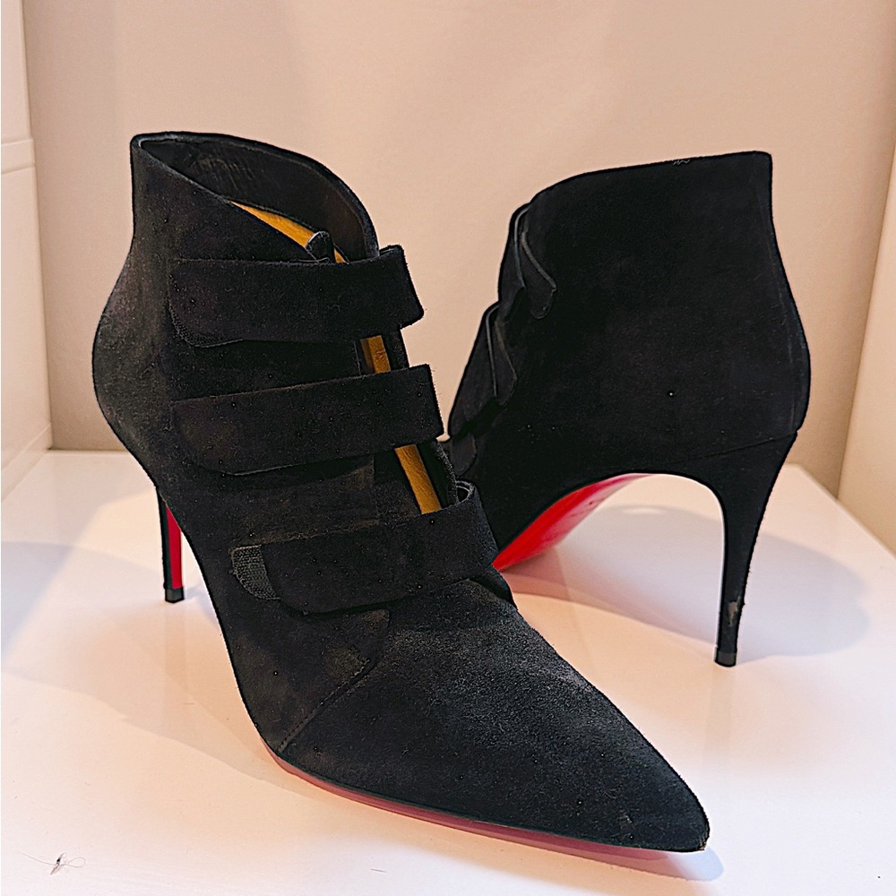 Christian Louboutin Black Heeled Boots with Signature Red Sole
